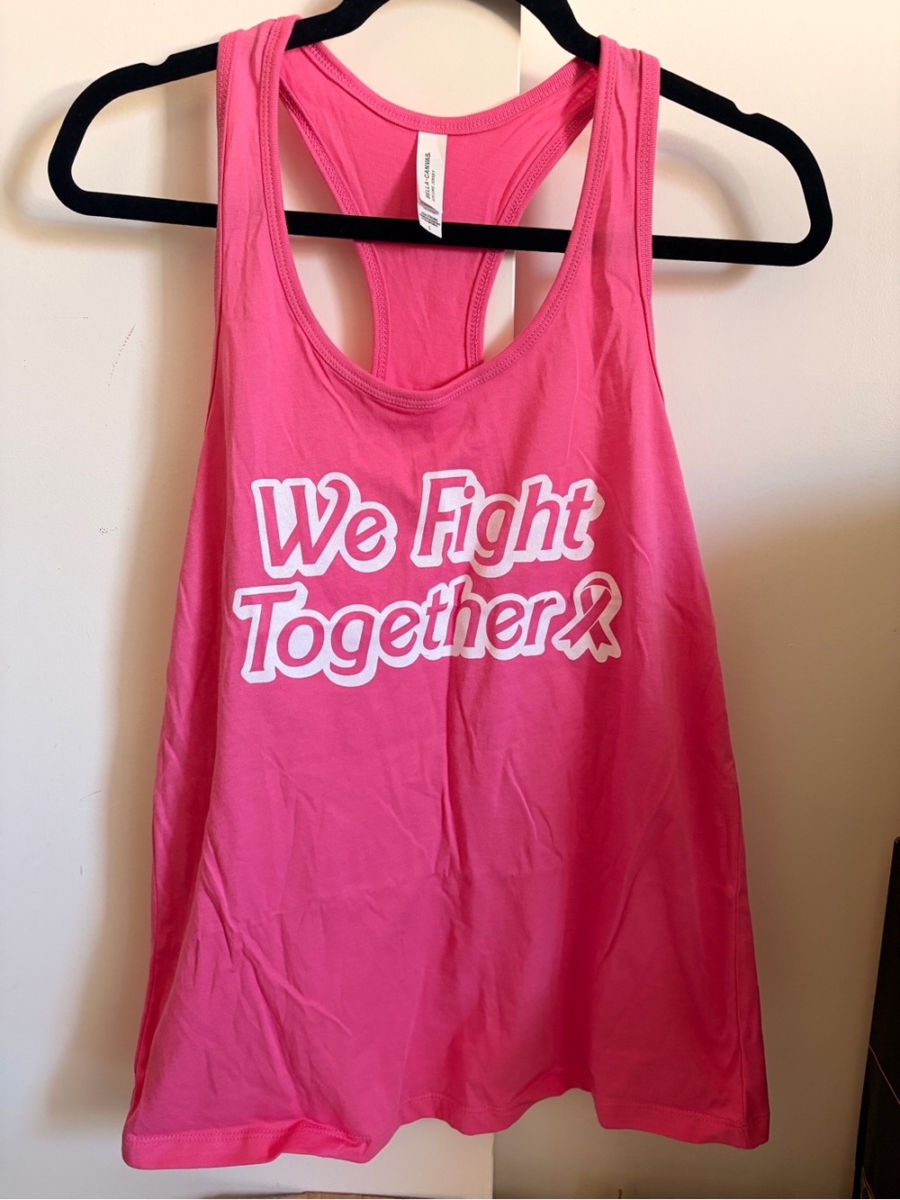 Pink Racerback Tank with "We Fight Together" Print